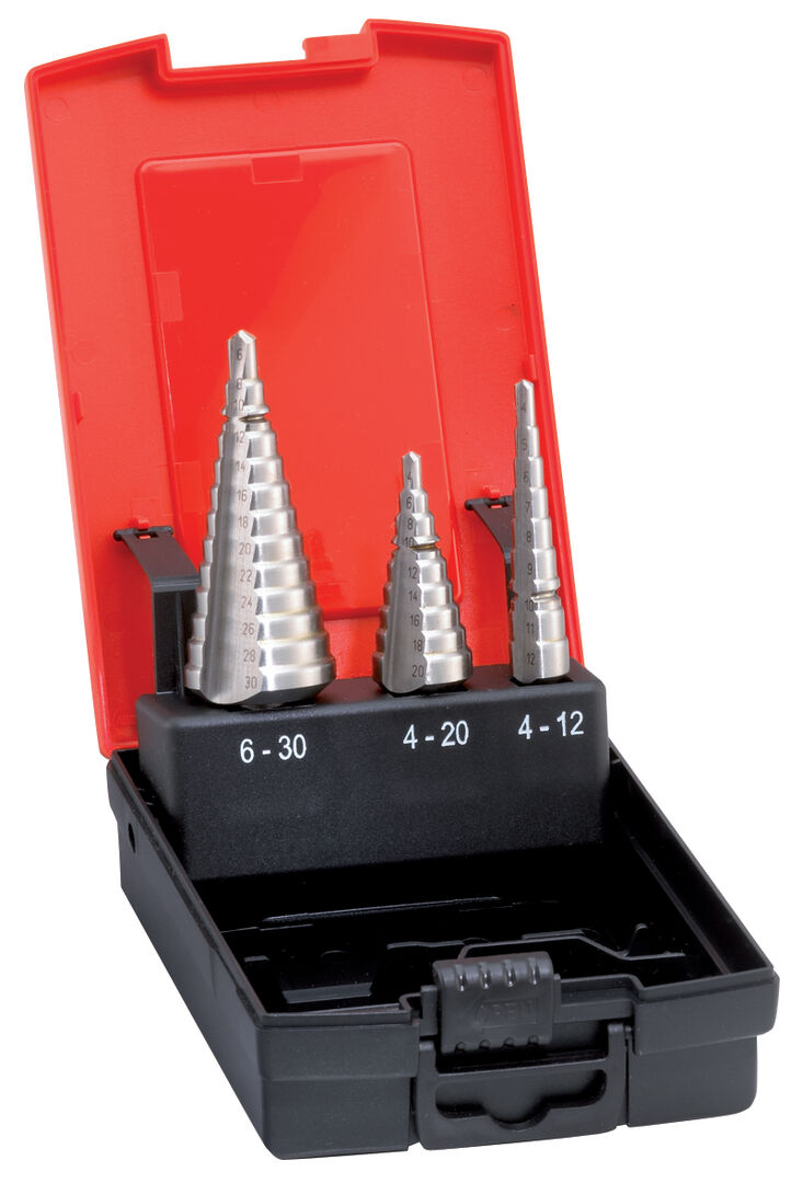 FORMAT Universalstufenbohrersatz HSS 4-30,00mm gerade genutet FORMAT Universalstufenbohrersatz HSS 4-30,00mm gerade genutet