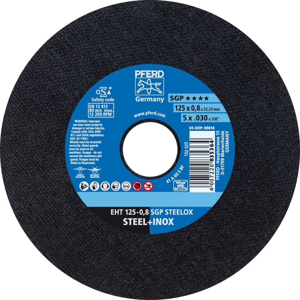 PFERD Trennscheibe A60SSGP INOX 125 x 0,8 mm, EHT PFERD Trennscheibe A60SSGP INOX 125 x 0,8 mm, EHT