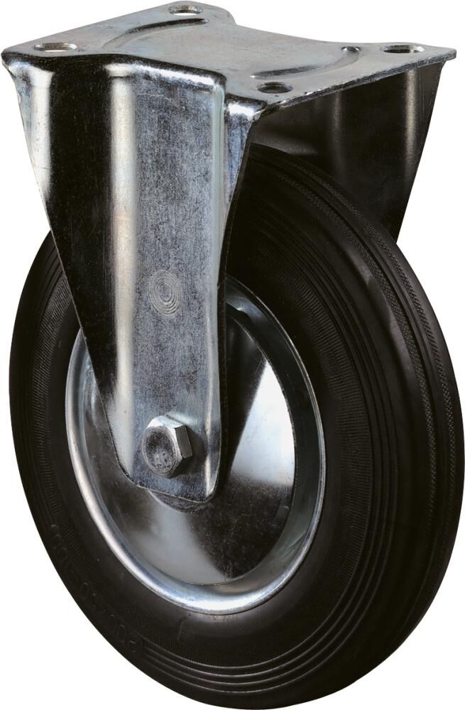 Bockrolle 100 mm LG. R Stahlbl Verz Gummirad