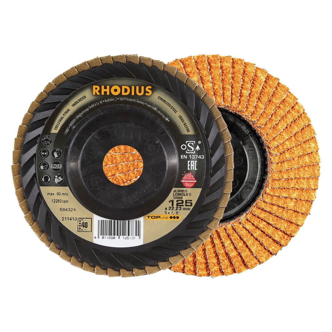RHODIUS Lamellenschleifscheibe Jumbo Longlife Trim 125mm K40