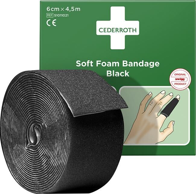 CEDERROTH Schaumbandage schwarz 6cm x 4,5m
