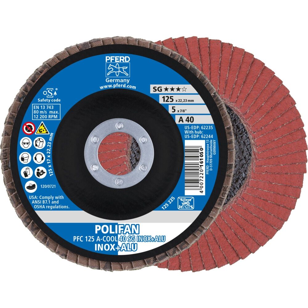 PFERD Fächerschleifscheibe gewölbt 125mm A 40 SG -COOL