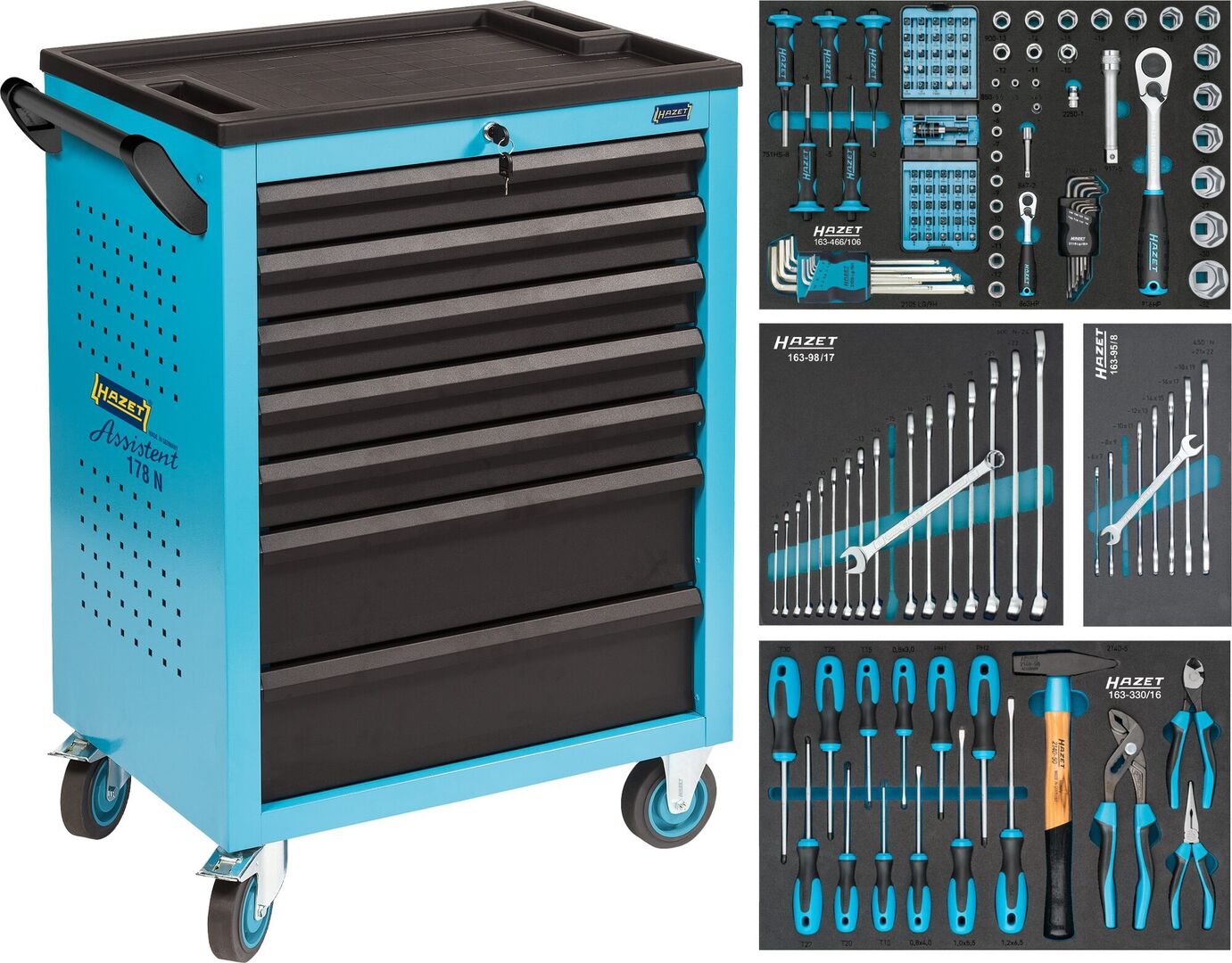HAZET Werkstattwagen 178 N-7/147 147-tlg. Werkzeugsortiment 7 Schubladen