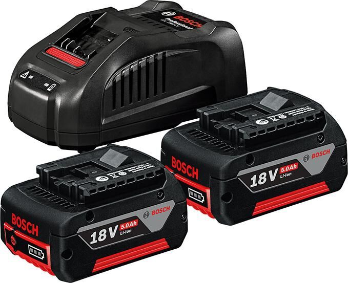 BOSCH Starter-Set 2xGBA 18V/5Ah Ladegerät GAL 1880 CV