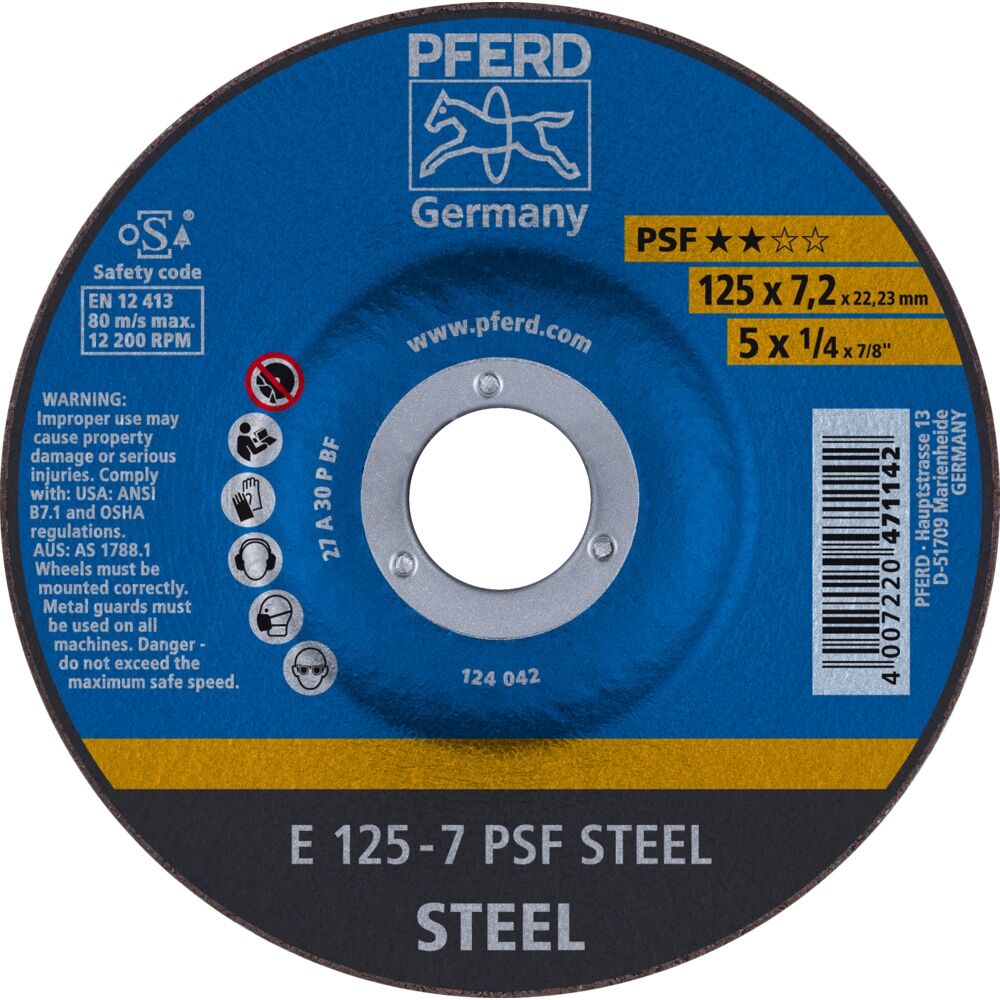 Schruppscheiben für Stahl- und Gussb. 125 x 7,2 gekröpft Schruppscheiben für Stahl- und Gussb. 125 x 7,2 gekröpft