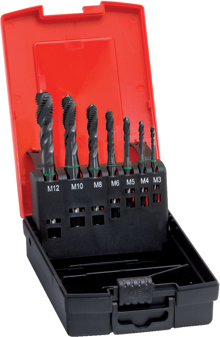 FORMAT Maschinengewindebohrer HSSE M3 DIN 371/376-C 12 Set TIN beschichtet FORMAT Maschinengewindebohrer HSSE M3 DIN 371/376-C 12 Set TIN beschichtet