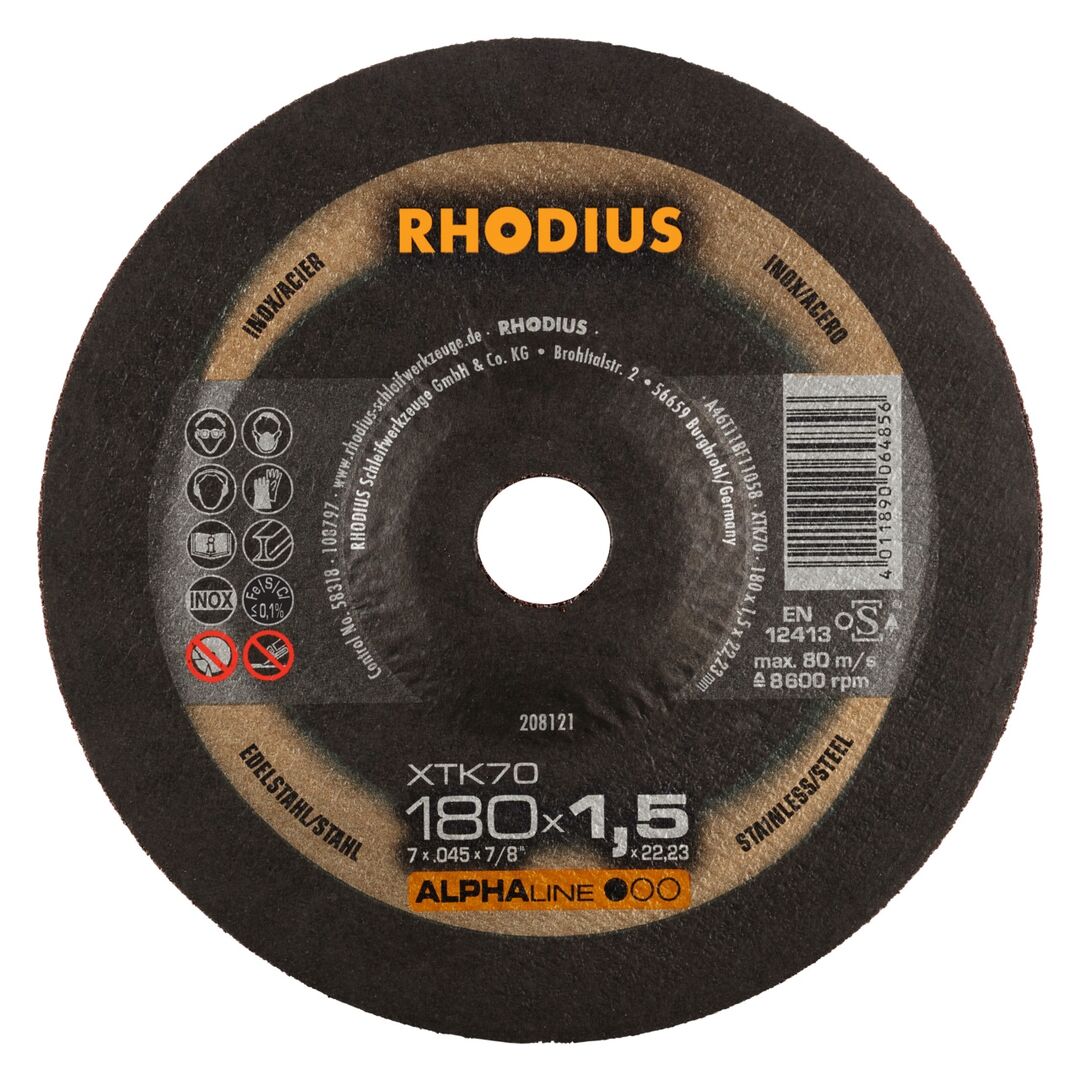 RHODIUS Trennscheibe XTK70 180x1,5mm gekr. RHODIUS Trennscheibe XTK70 180x1,5mm gekr.