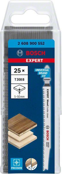 BOSCH Stichsägeblatt T308B EXPERT Wood 2-Side Clean VE 25 BOSCH Stichsägeblatt T308B EXPERT Wood 2-Side Clean VE 25