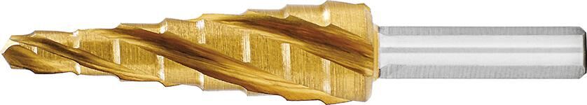 EXACT Stufenbohrer HSS TiN 4-fach Spiralnute 4-12mm EXACT Stufenbohrer HSS TiN 4-fach Spiralnute 4-12mm