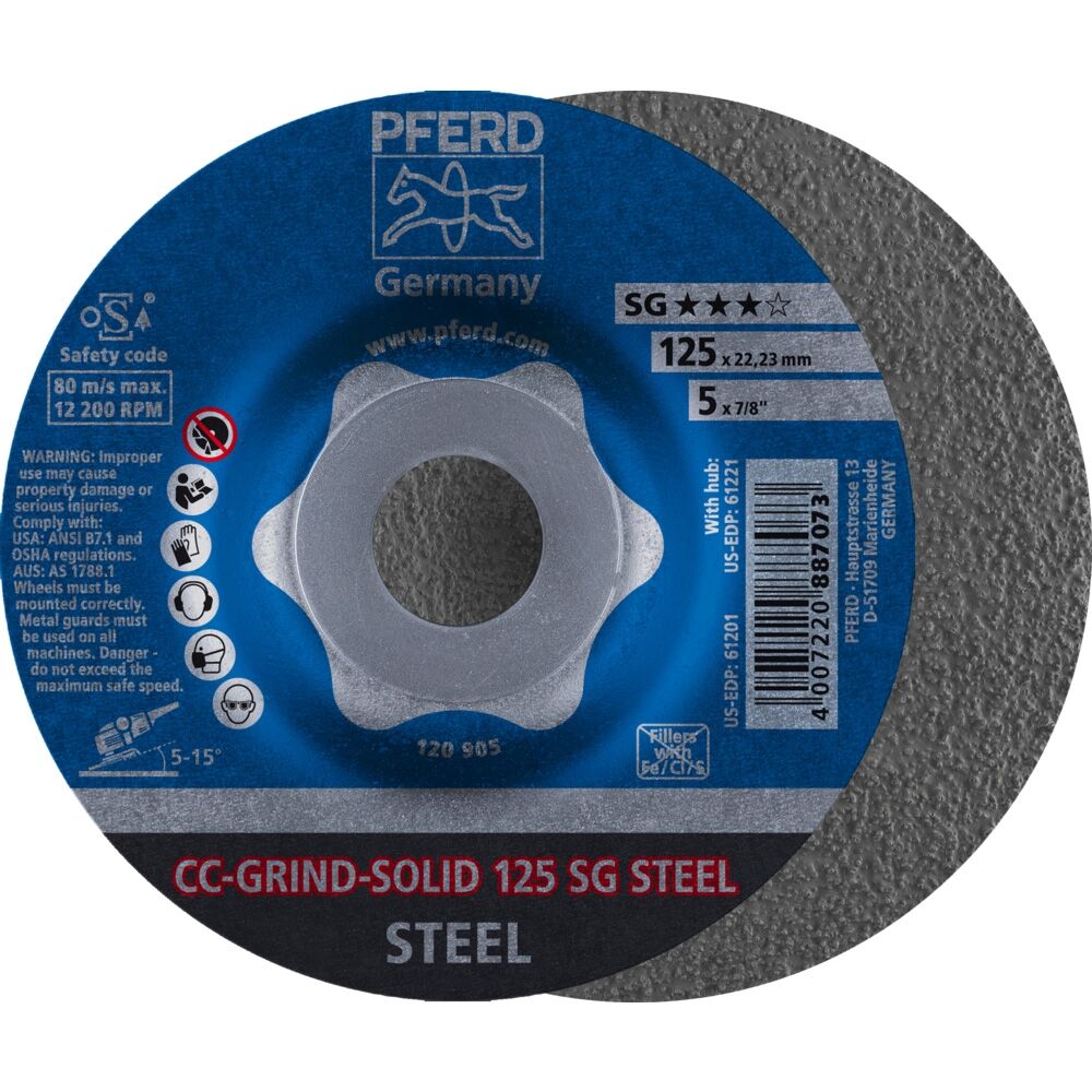 PFERD Schleifscheibe CC-GRIND-SOLID SG STEEL, 125mm