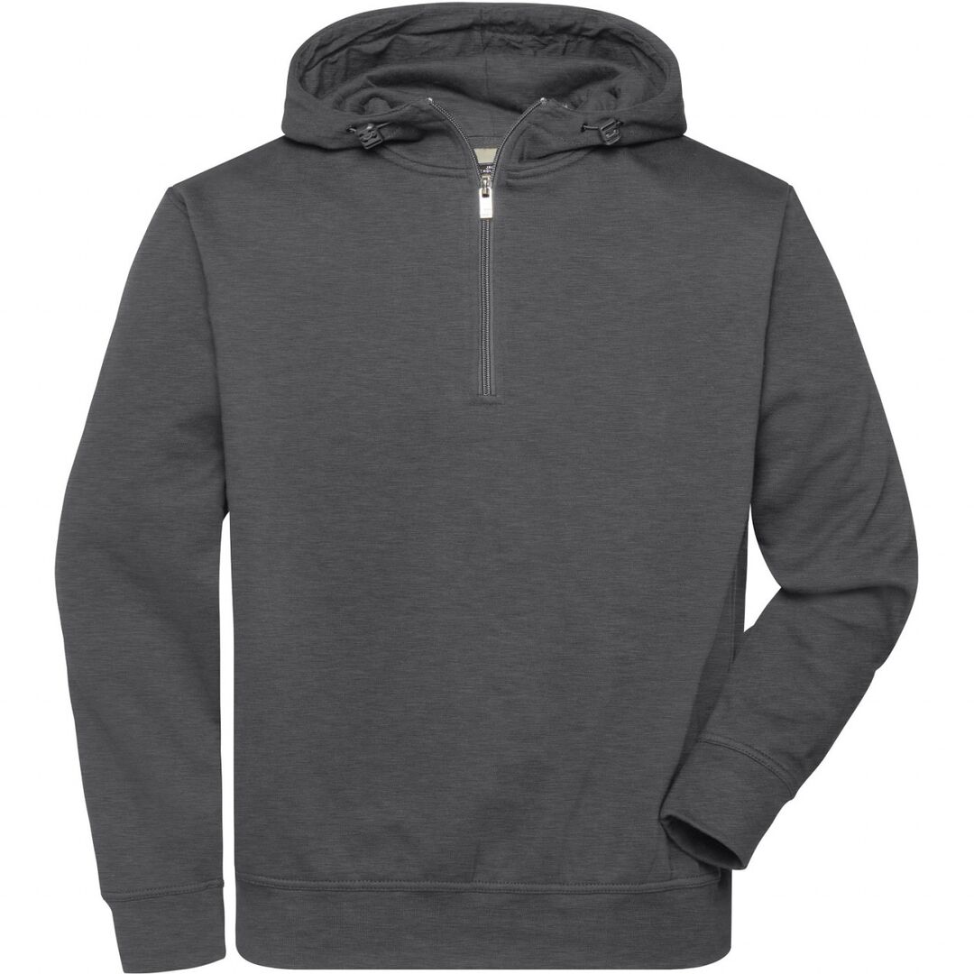 JN BIO Workwear-Half Zip Hoody JN839 70%BW/30%PES dark-melange Gr. L