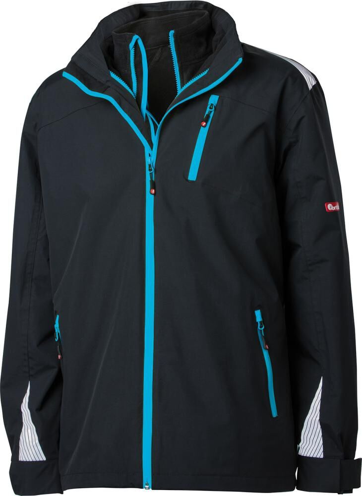 FORTIS 3-in-1Jacke 24 schw./türkis,Gr. 2XL