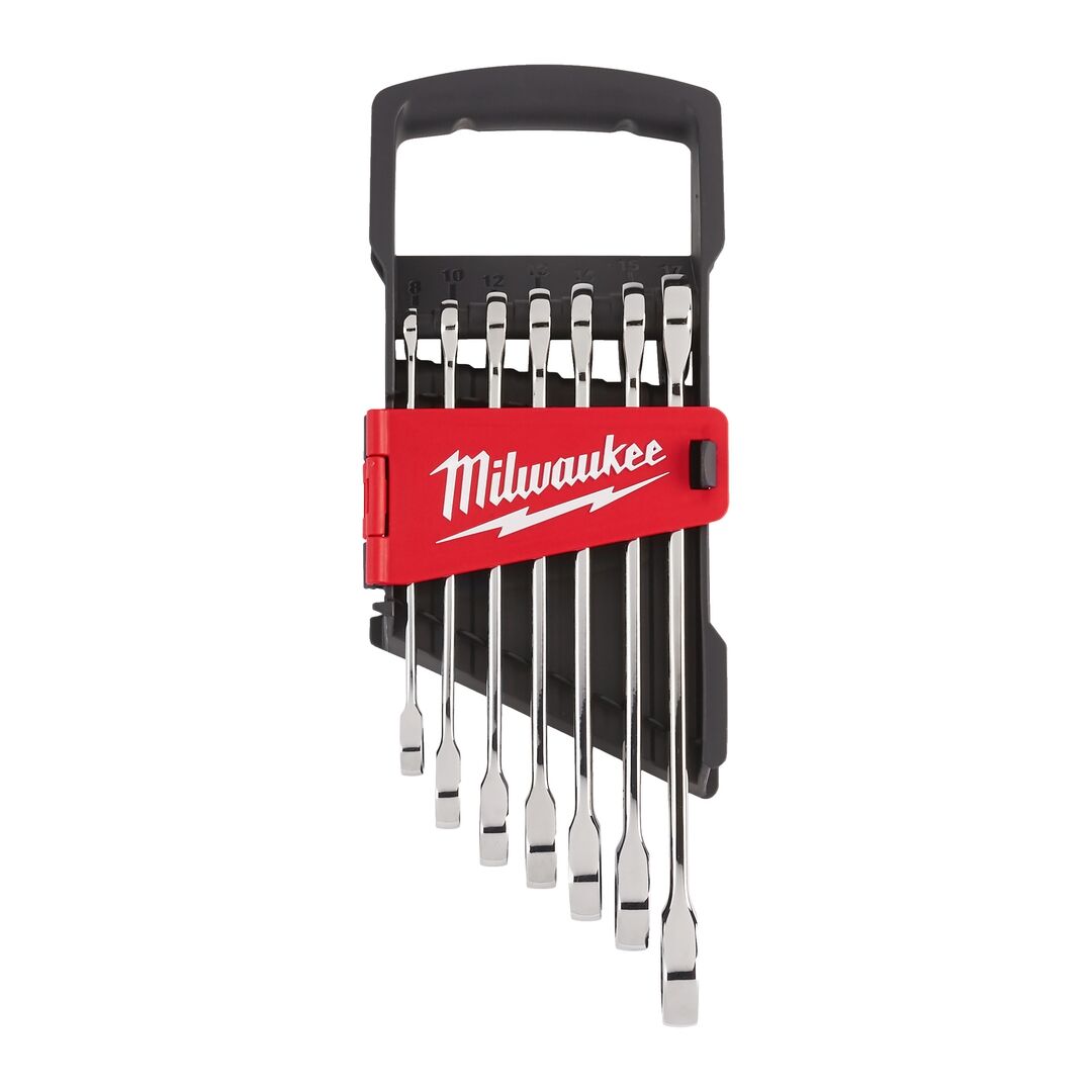 MILWAUKEE MAX BITE Ratschen- Ringmaulschlüsselsatz 7-teilig metrisch MILWAUKEE MAX BITE Ratschen- Ringmaulschlüsselsatz 7-teilig metrisch