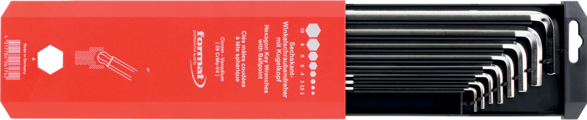 FORMAT Winkelschraubendreher - Satz 2-10 mm, 6kt. Kugelkopf