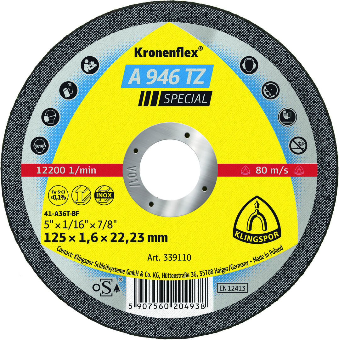Klingspor Trennscheibe A946 TZ Spezial 125x1,6x22,23mm 25 Stk in Kronenflex-Box