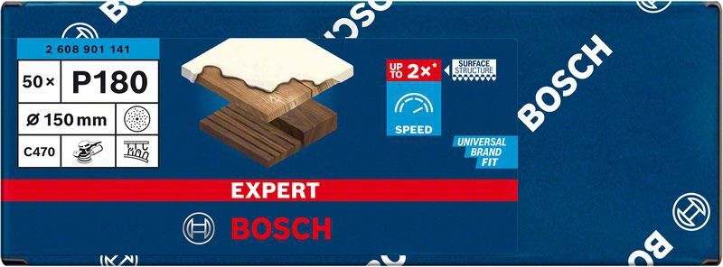 BOSCH EXPERT Schleifblatt C470 Mehrloch 150mm K180 50er Pack