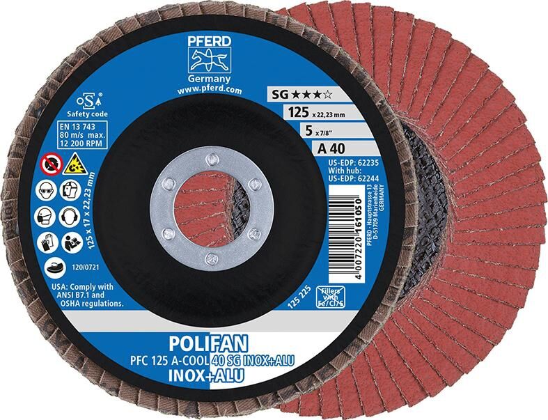 Fächerschleifscheibe gewölbt 125mm A 80 SG -COOL Pferd