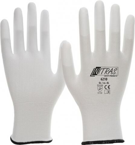 NITRAS Montage-Handschuh Gr. 8 PU Fingerkuppen weiß, 6210