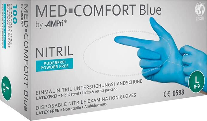 AMPRI Einweghandschuhe MED COMFORT BLUE Gr. XL AMPRI Einweghandschuhe MED COMFORT BLUE Gr. XL