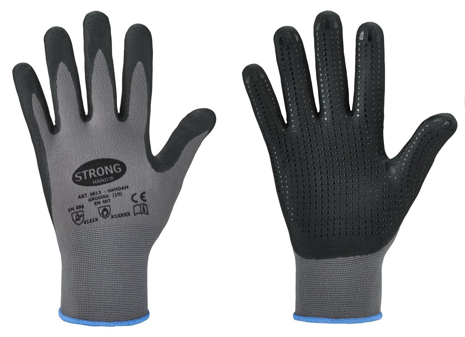 Handan Montagehandschuh Nitril+Noppen schwarz 0613 Gr. 09 (4121X) 15 G