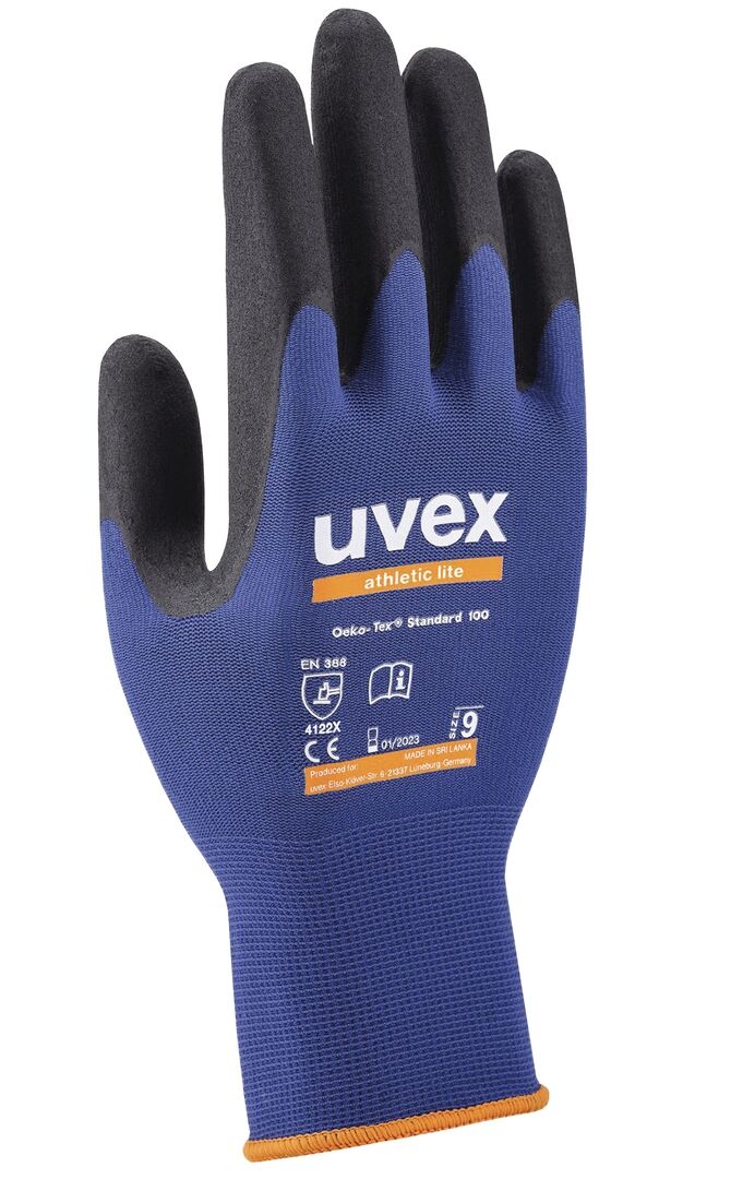 UVEX Montage-Handschuh athletic lite Gr. 8 Nitrilschaum blau/schwarz, 6002.7