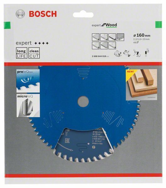 BOSCH Kreissägeblatt Expert for Wood 160x20x2,2/1,6mm 48 Z