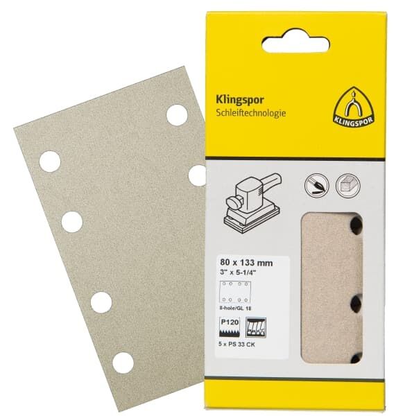 KLINGSPOR PS 33 Streifen, kletthaftend CK K.60 Lochf.GL17, SB, 5er Pack, 93x178