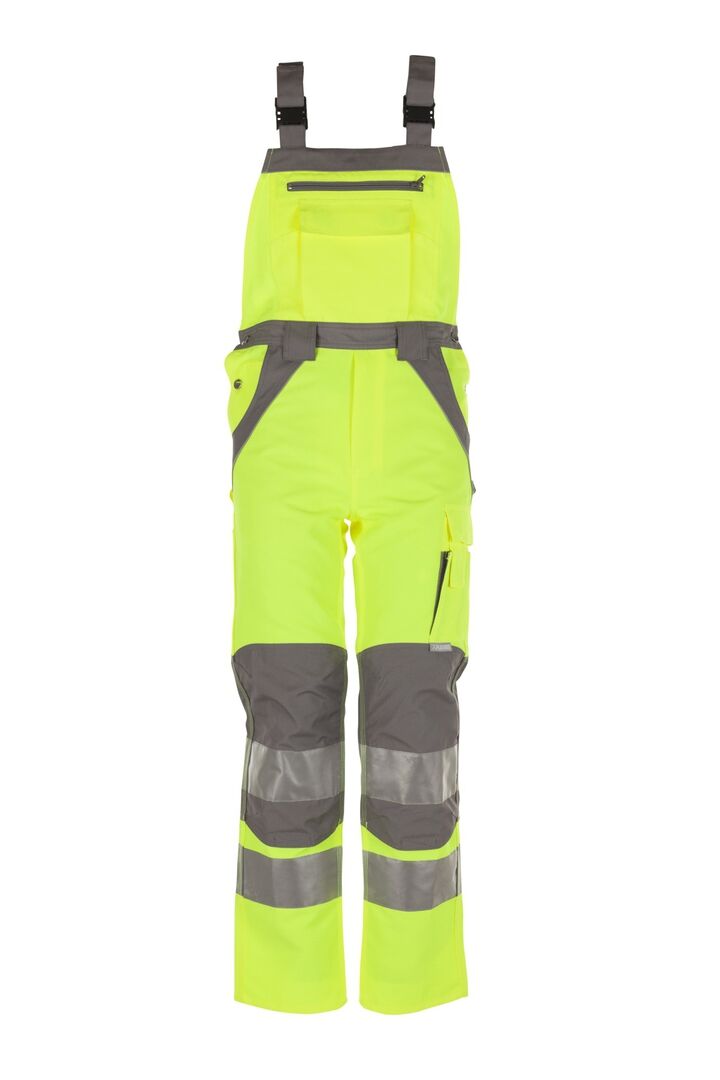 PLANAM Plaline Warnschutz Latzhose gelb/zink Gr. 48 PLANAM Plaline Warnschutz Latzhose gelb/zink Gr. 48