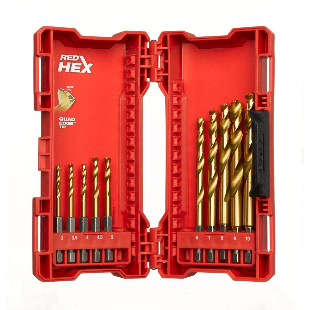 MILWAUKEE SHOCKWAVE Metallbohrer HSS-G RED hex Titan 1/4" 10-teiliges Set MILWAUKEE SHOCKWAVE Metallbohrer HSS-G RED hex Titan 1/4" 10-teiliges Set