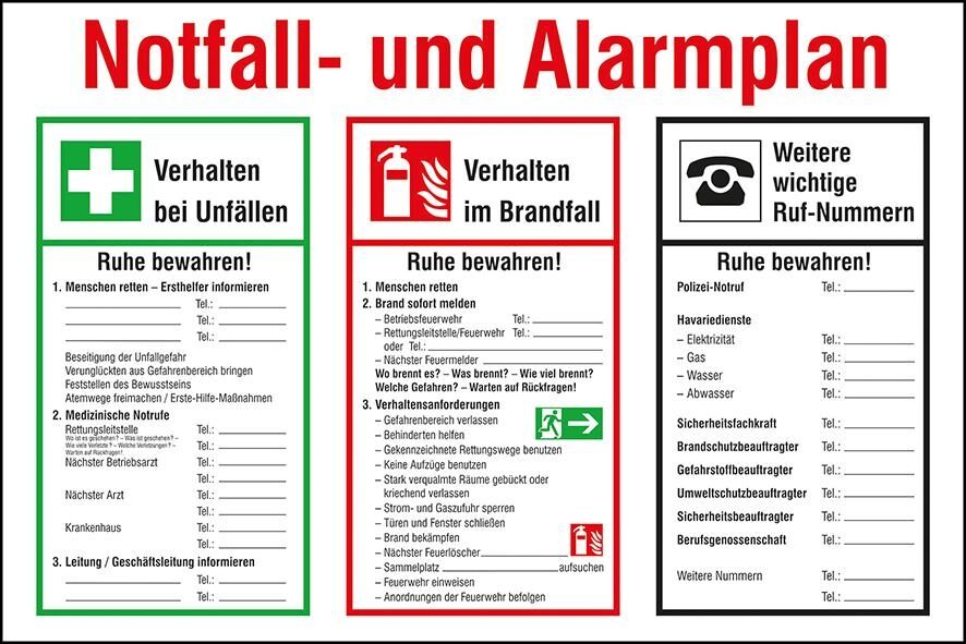 Notfall- und Alarmplan Kunststoff (PVC) Notfall- und Alarmplan Kunststoff (PVC)