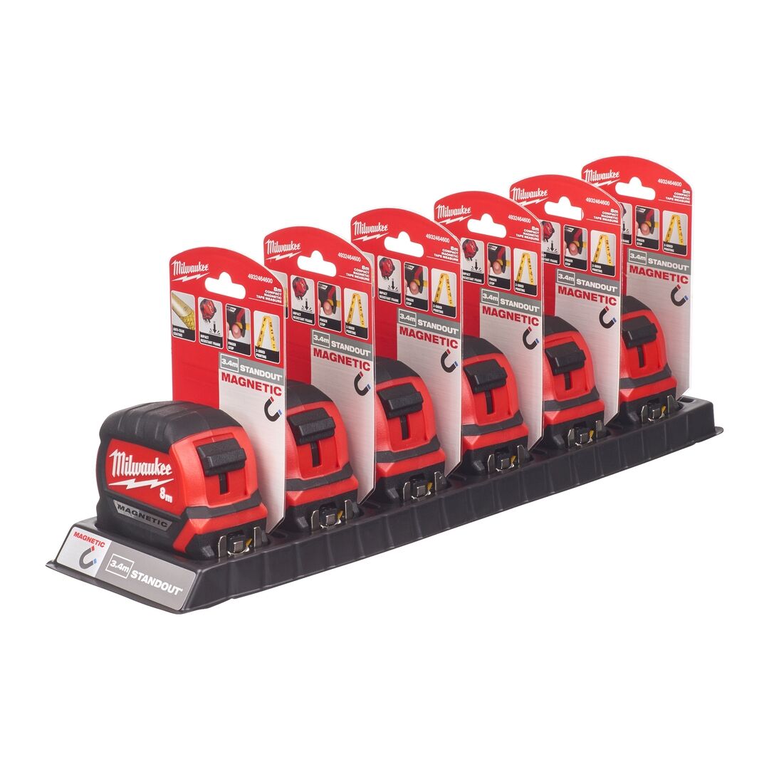 MILWAUKEE Premium-Bandmaß 8m magnetisch 27mm breites Band MILWAUKEE Premium-Bandmaß 8m magnetisch 27mm breites Band