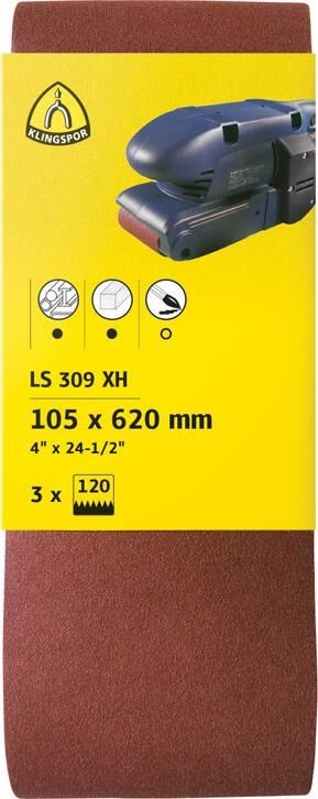 KLINGSPOR LS 309 XH Hobbänder 75 x 533 mm Korn 40 F5, SB, 3er Pack