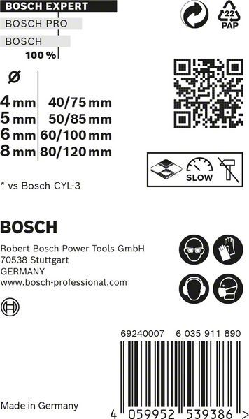 BOSCH MultiConstruction Bohrer-Set Cyl-9 EXPERT 4/5/6/8mm 4-tlg. zylindrisch