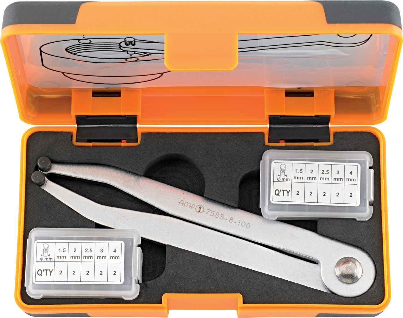 AMF Stirnloch-Schlüssel-Set verstellbar 8-100mm AMF Stirnloch-Schlüssel-Set verstellbar 8-100mm