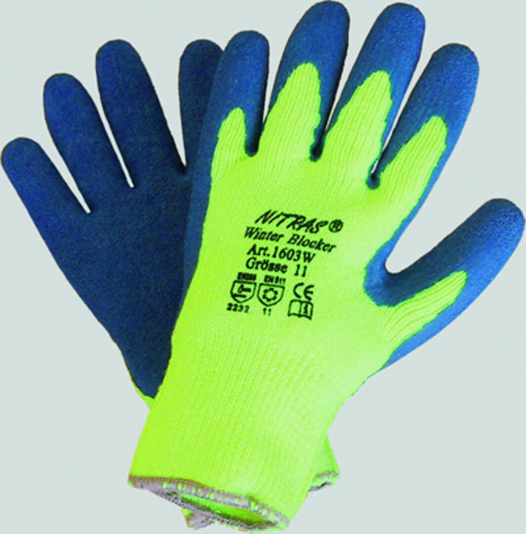 NITRAS Winter-Handschuh Winter Blocker Gr. 9 Latex neongelb/blau, 1603W