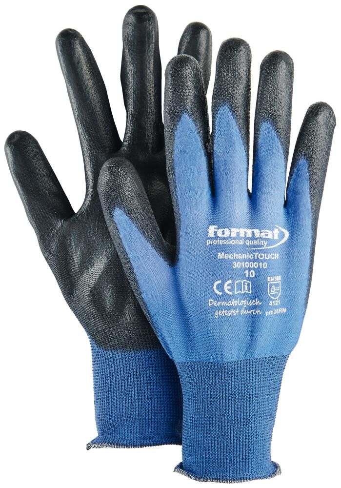 FORMAT Montage-Handschuh MechanicTOUCH Gr. 9 PU blau/schwarz