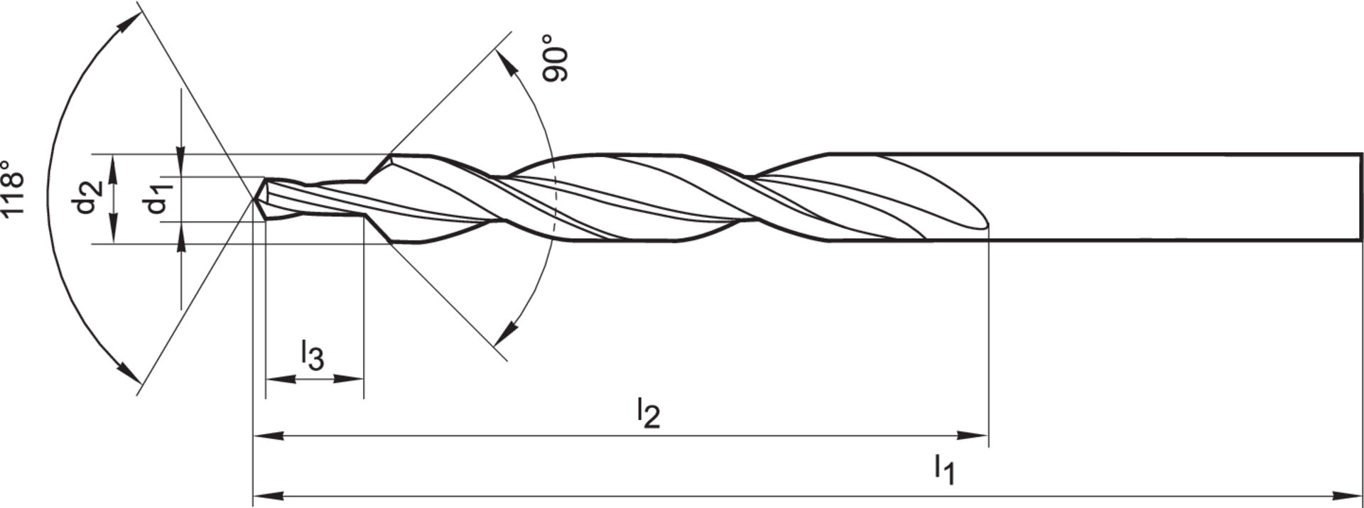 FORMAT Mehrphasenstufenbohrer DIN 8374 HSS 90 Grad M 3 90 Grad FORMAT Mehrphasenstufenbohrer DIN 8374 HSS 90 Grad M 3 90 Grad