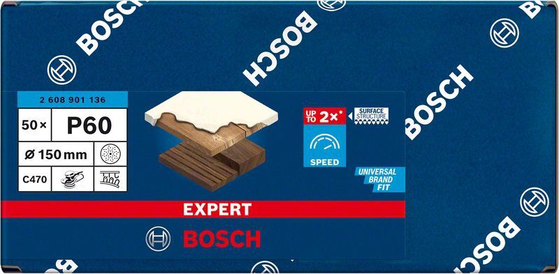 BOSCH Schleifblätter C470 Ø150mm Mehrlochung K60 EXPERT Pack 50St.