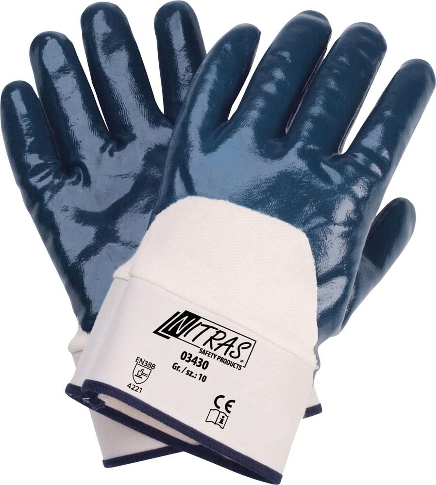 Montage-Handschuh Werra Gr. 9 Nitril blau, Stulpe