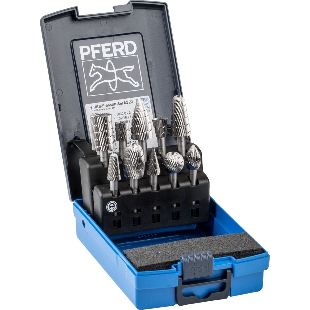 PFERD Frässtift-Satz HSS 6 mm 3-teilig, A-C-K Ø 6mm, Zahnung Z3