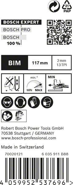BOSCH Stichsägeblatt T308BF EXPERT HardWood VE 25
