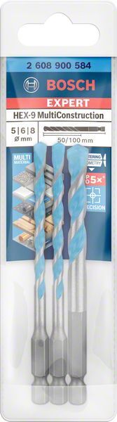 BOSCH MultiConstruction Bohrer-Set HEX-9 EXPERT 5/6/8mm 3-tlg. 6-kant