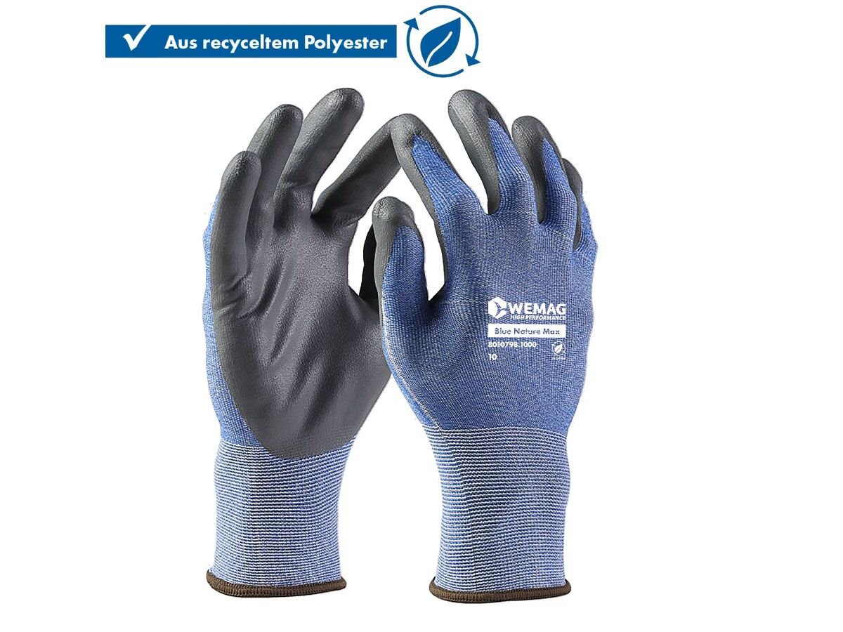 WEMAG Montage-Handschuh Blue Nature Max nachhaltig Gr. 7 Nitrilschaum blau/schw WEMAG Montage-Handschuh Blue Nature Max nachhaltig Gr. 7 Nitrilschaum blau/schw