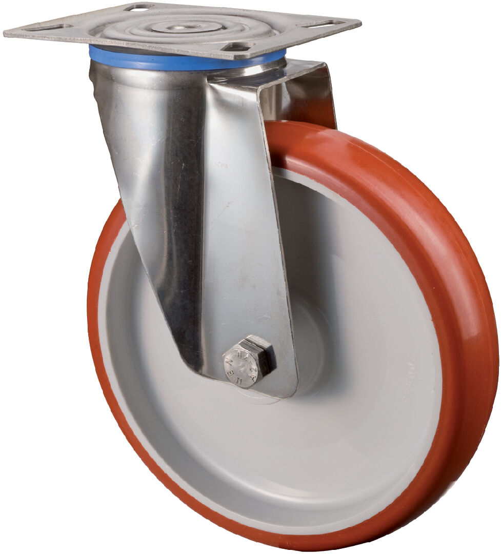 BS ROLLEN Lenkrolle Polyure. / Edels. Rad - d 150 mm 180 KG Tragf.