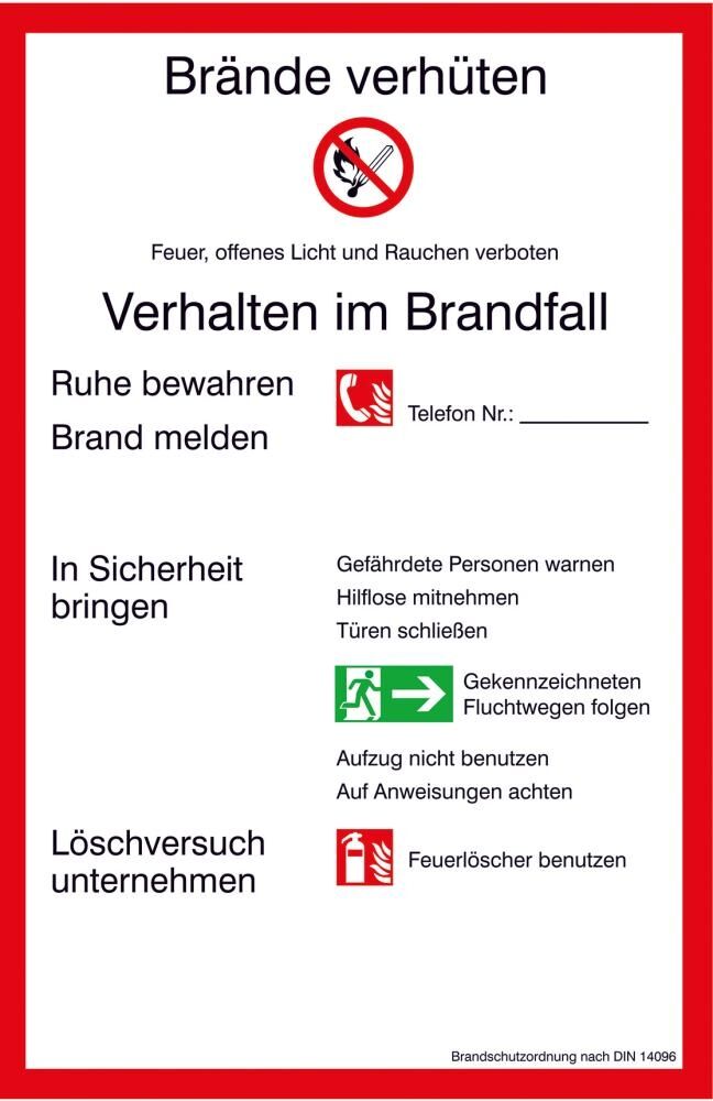 Brandschutzordnung Teil A Kunststoff (PVC)