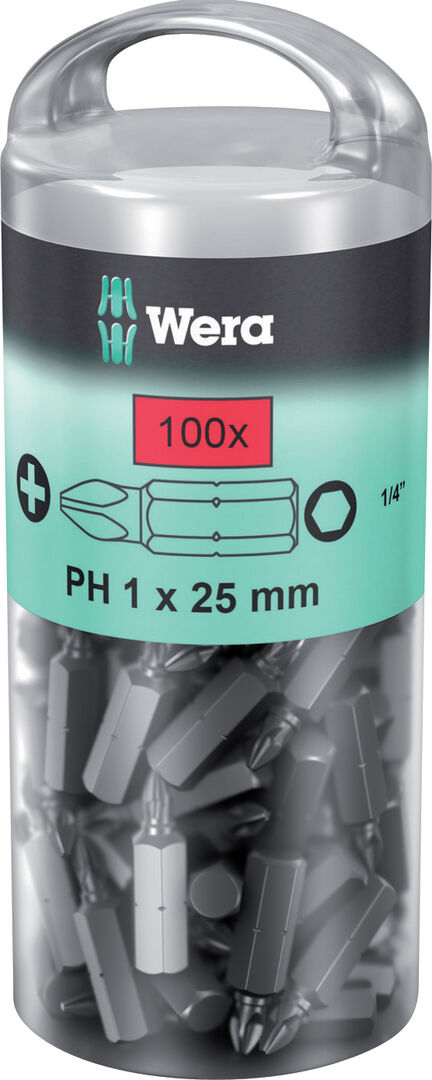 WERA Bit 1/4" DIN3126E 6,3 TORX T20x25mm 100er-Pack WERA Bit 1/4" DIN3126E 6,3 TORX T20x25mm 100er-Pack