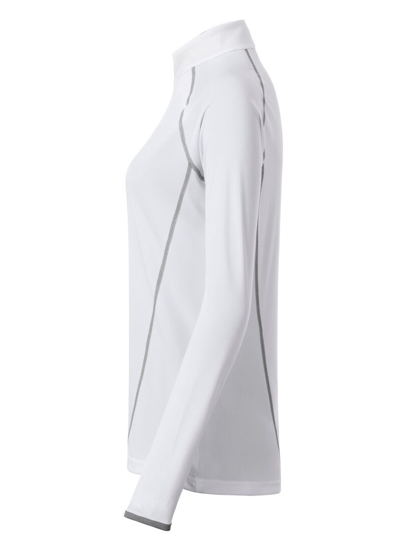 JN Ladies' Sports Shirt Longsleeve JN497 white/silver, Größe XS