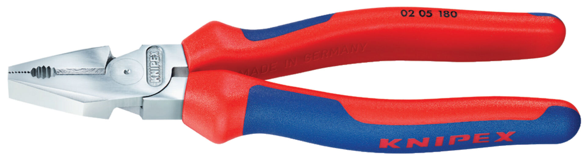 KNIPEX 02 05 180 Kraft-Kombizange mit Mehrko.-Hülle verchromt 180 mm