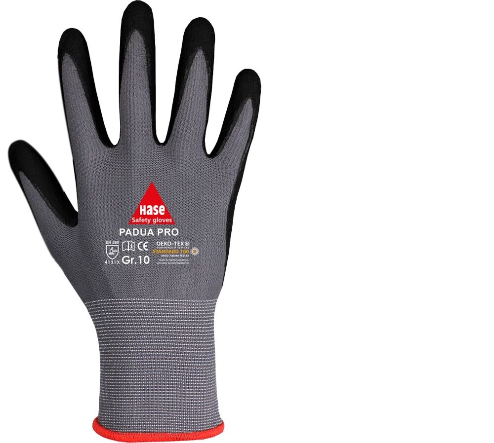 HASE Montagehandschuh PADUA PRO 508690 grau/schwarz Nylon Kat. II Gr. 9 HASE Montagehandschuh PADUA PRO 508690 grau/schwarz Nylon Kat. II Gr. 9