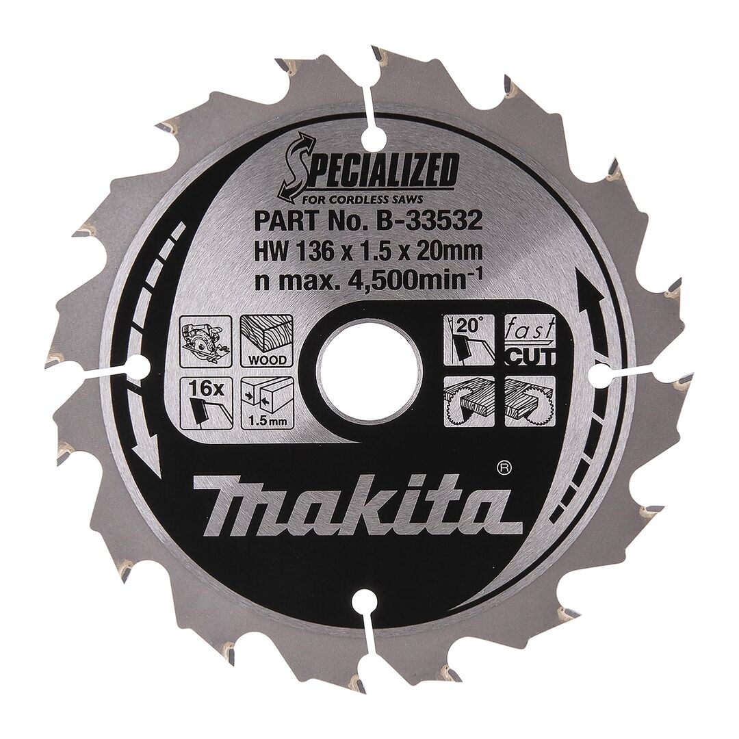 MAKITA Hartmetallsägeblatt 136 x 20 mm, 16 Zähne